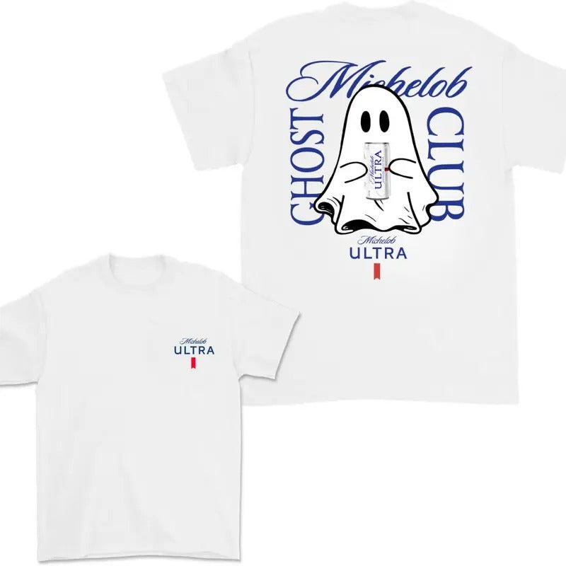 Michelob Ultra Cute Boo Ghost Halloween 2 Sided - Adult & Kids T-Shirts, Sweatshirts & Hoodies apparel design preview 1