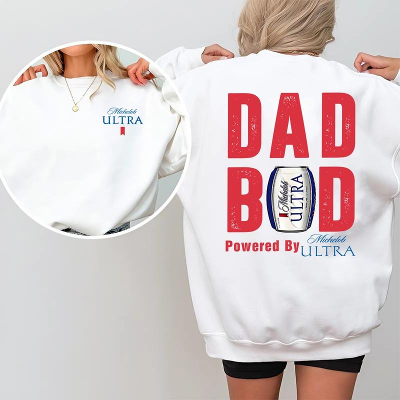 Michelob Ultra Dad Bod Powered 2 Sided Drink Casual - Adult & Kids T-Shirts, Sweatshirts & Hoodies apparel design preview 1