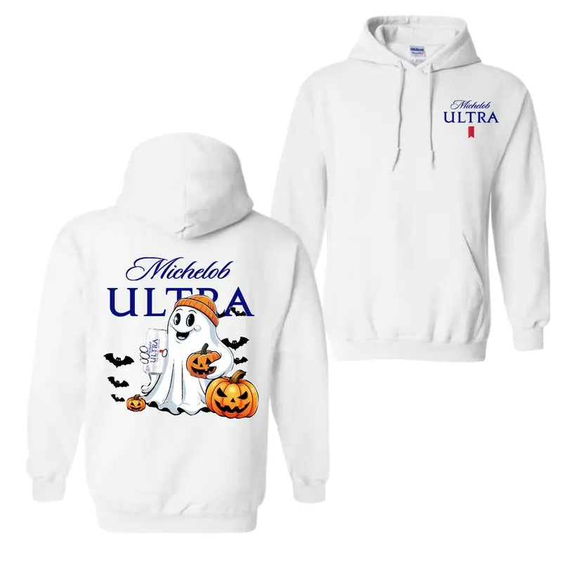 Michelob Ultra Ghost Cute Halloween 2 Sided - Adult & Kids T-Shirts, Sweatshirts & Hoodies apparel design preview 1