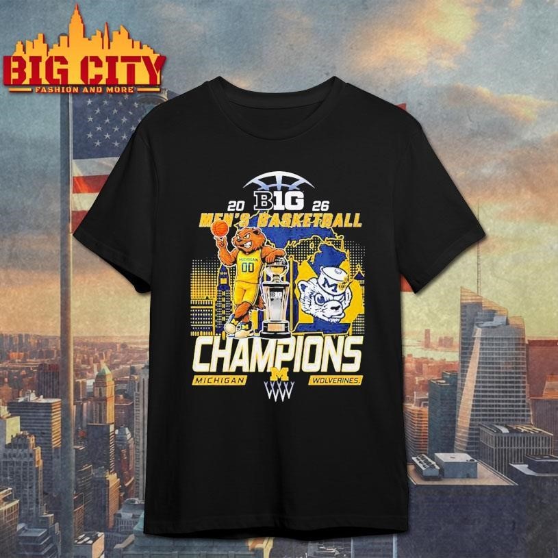 Michigan Wolverines 2026 Big Ten Men's Basketball - Adult & Kids T-Shirts, Sweatshirts & Hoodies apparel design preview 1