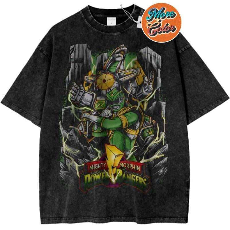 Mighty Morphin Power Rangers Anime Cotton Crew Neck - Adult & Kids T-Shirts, Sweatshirts & Hoodies apparel design preview 1