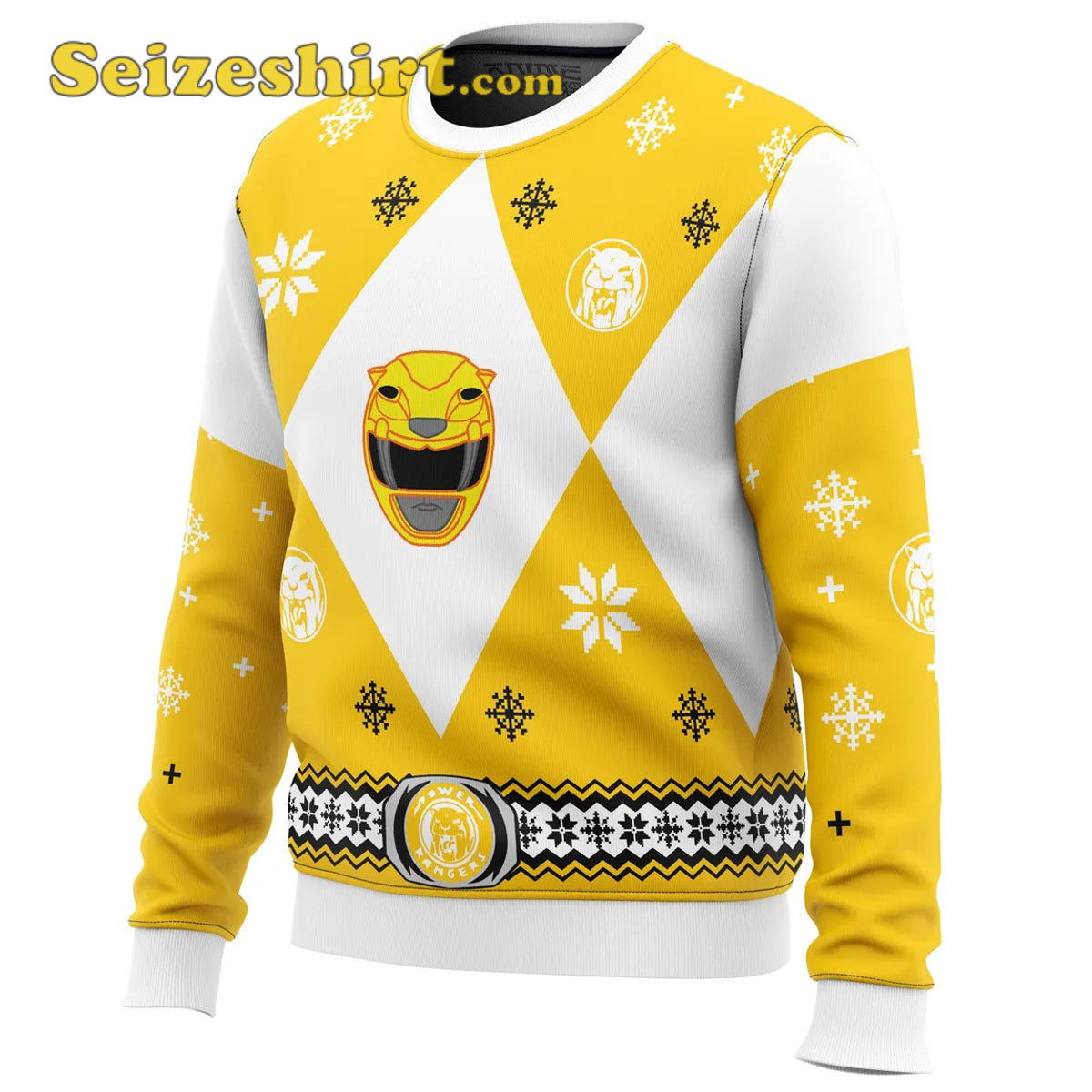 Mighty Morphin Power Rangers Yellow Mens Ugly Christmas Sweater - Holiday Gift product image 2