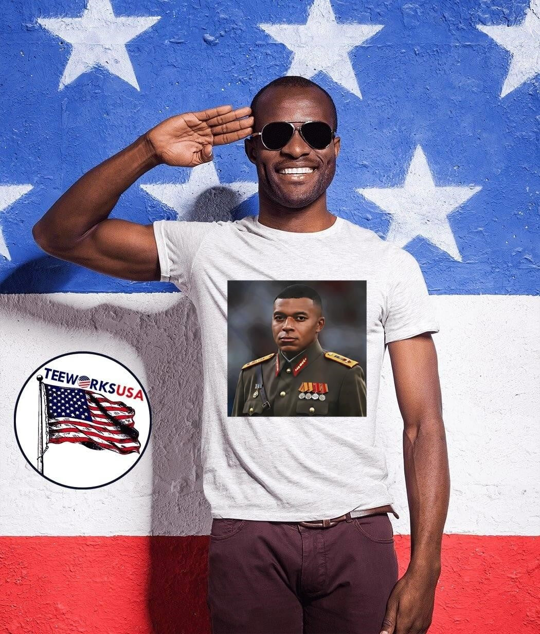 Military Portrait Kylian Mbappe General Command - Adult & Kids T-Shirts, Sweatshirts & Hoodies apparel design preview 1