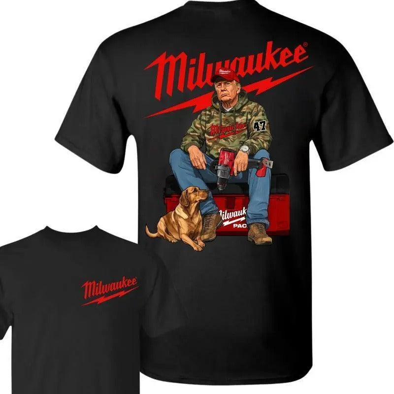 Milwaukee Trump Camo Cotton Fuel Hand Drill Doog Hunt - Adult & Kids T-Shirts, Sweatshirts & Hoodies apparel design preview 1