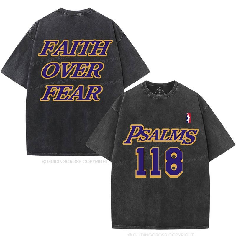 Mineral Wash Faith Over Fear Christian Washed Jesus - Adult & Kids T-Shirts, Sweatshirts & Hoodies apparel design preview 1