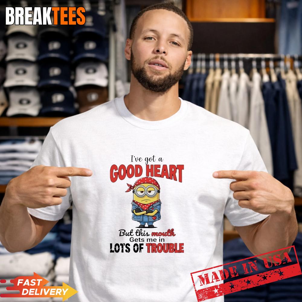 Minions Ive Got A Good Heart But This Mouth Gets Me - Adult & Kids T-Shirts, Sweatshirts & Hoodies apparel design preview 1