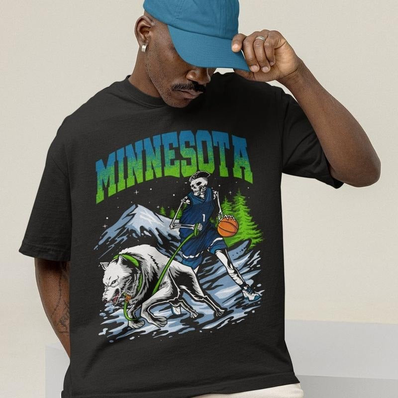 Minnesota Basketball Vintage Retro Casual - Adult & Kids T-Shirts, Sweatshirts & Hoodies apparel design preview 1