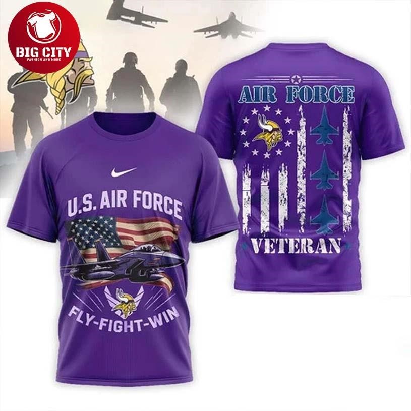Minnesota Vikings 2026 US Air Force Fly Fight Win - Adult & Kids T-Shirts, Sweatshirts & Hoodies apparel design preview 1