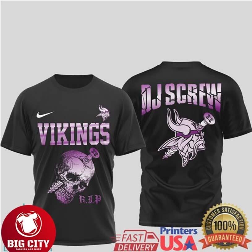 Minnesota Vikings DJ Screw R.I.P. Skull Tribute - Adult & Kids T-Shirts, Sweatshirts & Hoodies apparel design preview 1