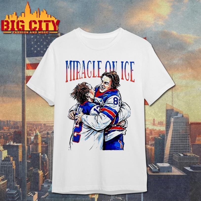 Miracle on ICE Jack Hughes hug Quinn USA Olympic Gold - Adult & Kids T-Shirts, Sweatshirts & Hoodies apparel design preview 1