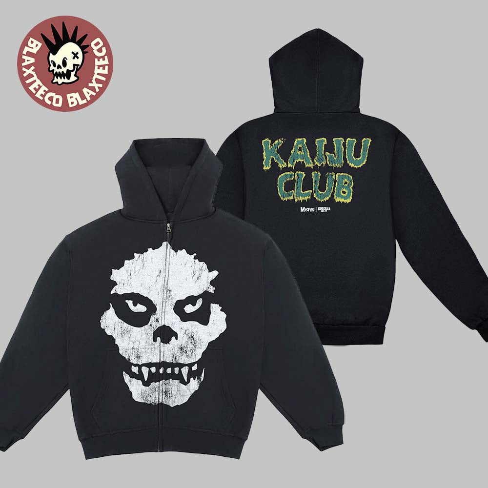 Misfits X Godzilla Kaiju Club Fiend Skull Zip Up - Adult & Kids T-Shirts, Sweatshirts & Hoodies apparel design preview 1