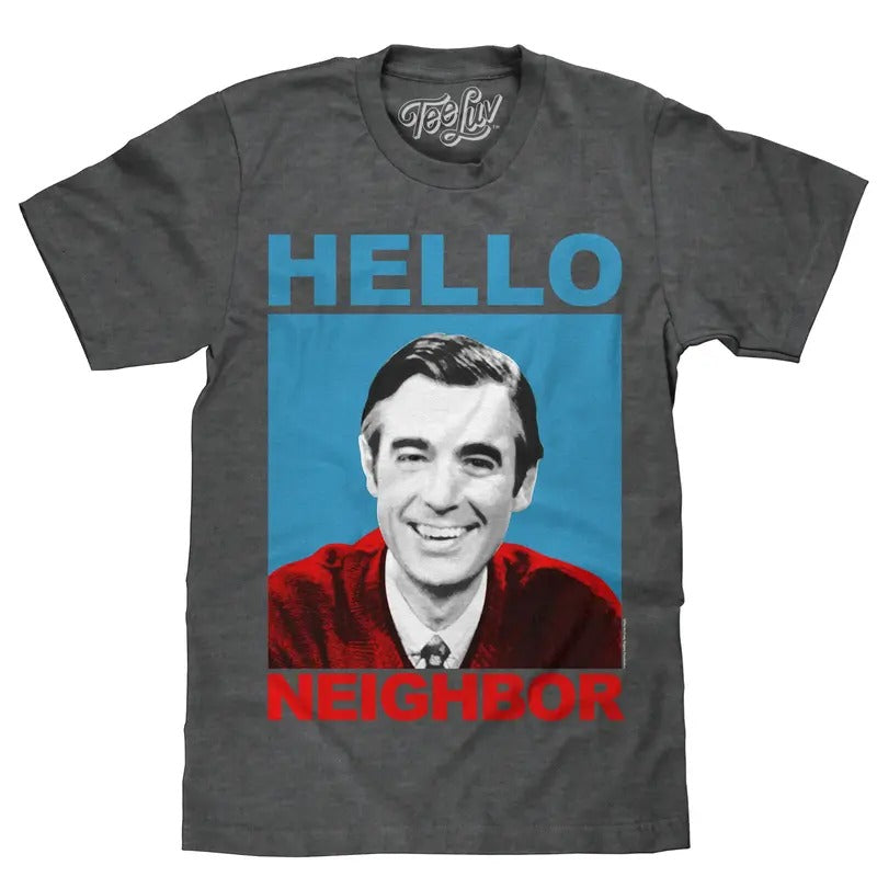 Mister Rogers "Hello Neighbor" Gray - Adult & Kids T-Shirts, Sweatshirts & Hoodies apparel design preview 1