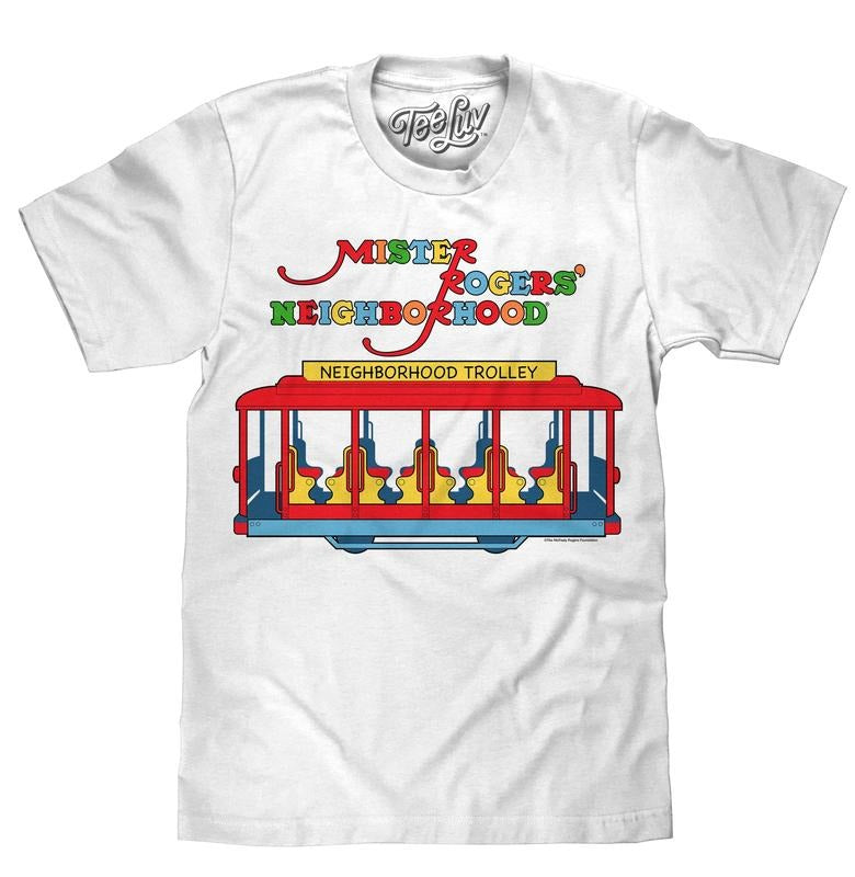 Mister Rogers' Neighborhood Trolley Logo White - Adult & Kids T-Shirts, Sweatshirts & Hoodies apparel design preview 1