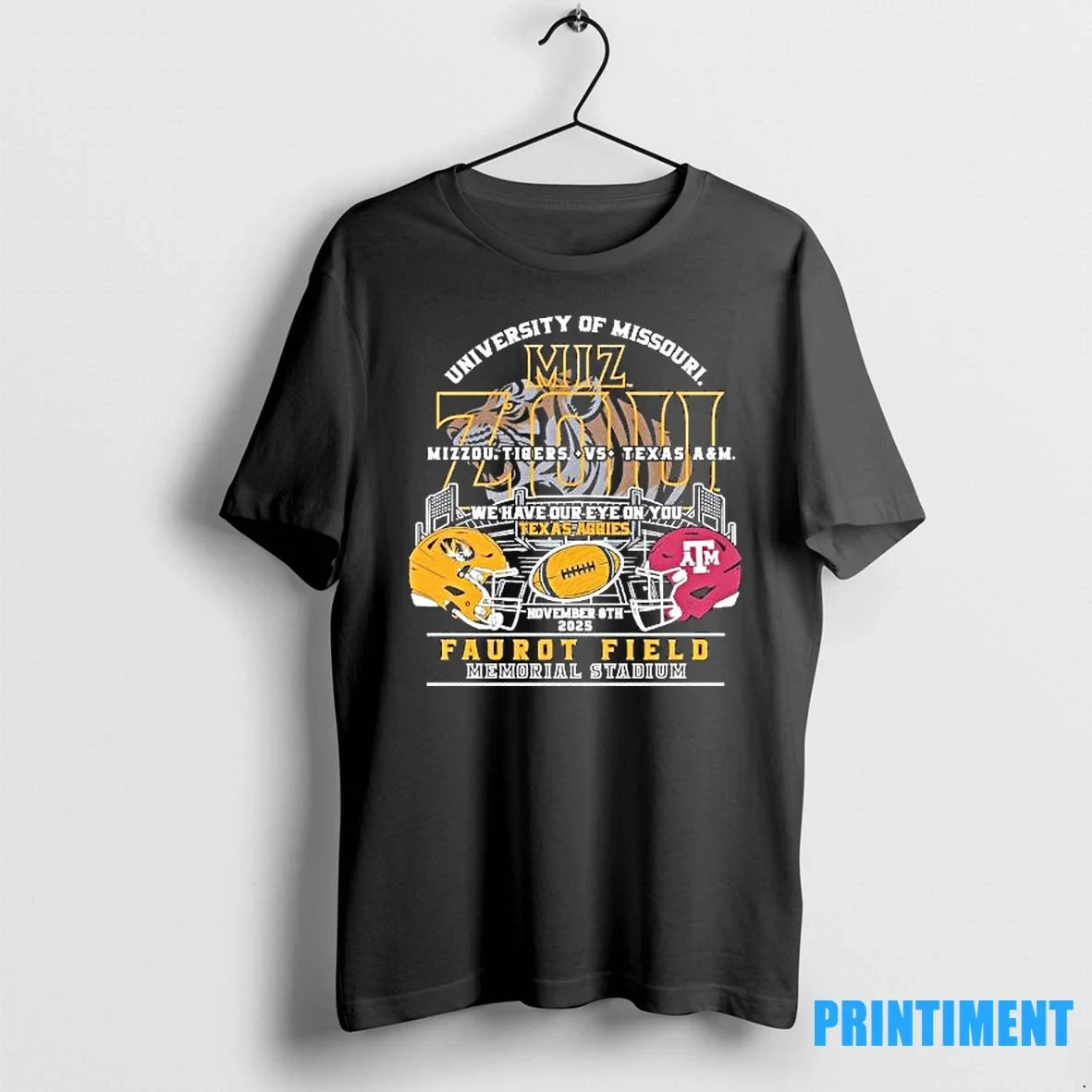 Mizzou Tigers Vs Texas Am 2025 We Have Our Eye On You - Adult & Kids T-Shirts, Sweatshirts & Hoodies apparel design preview 1
