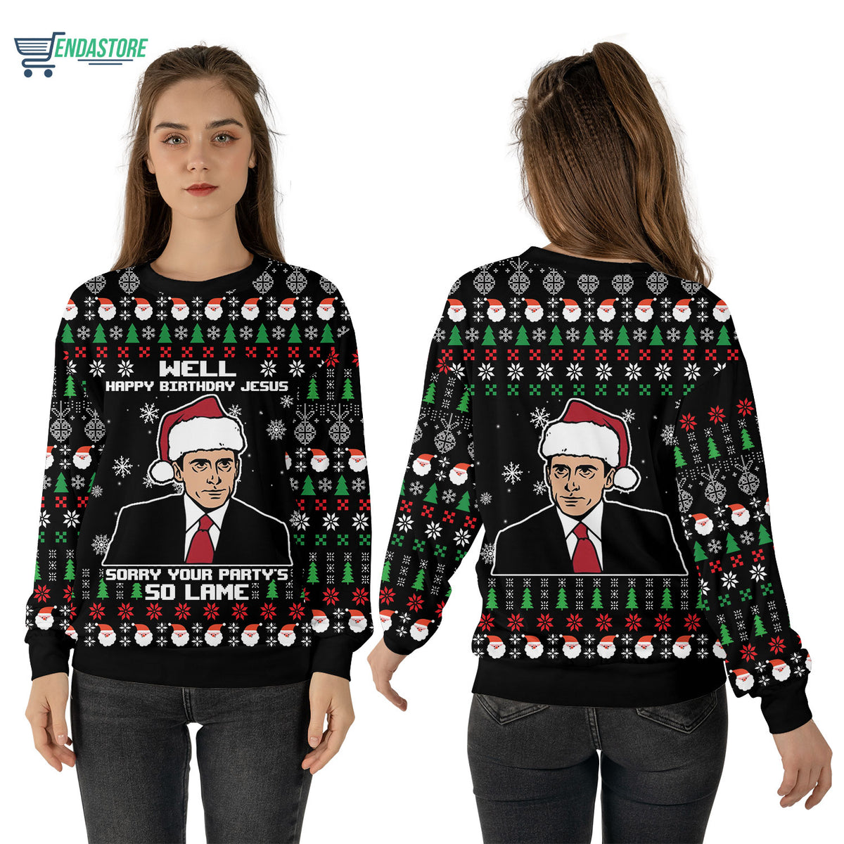 Michael Scott well happy birthday jesus the office 3D Christmas Sweater - Holiday Gift product image 2