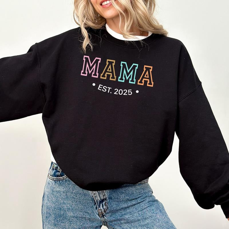 Mom Est Personalized 2025 Pregnancy Announcement New - Adult & Kids T-Shirts, Sweatshirts & Hoodies apparel design preview 1