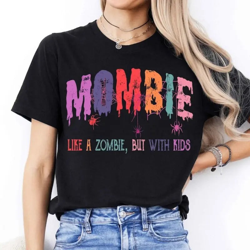 Mombie Like Zombie But Halloween Mom Funny Cotton - Adult & Kids T-Shirts, Sweatshirts & Hoodies apparel design preview 1