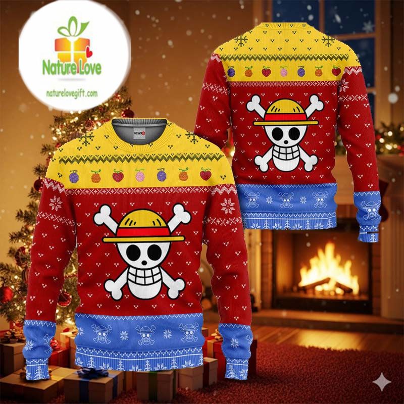 Monkey D Luffy Symbol One Piece Ugly Christmas Sweater - Holiday Gift product image