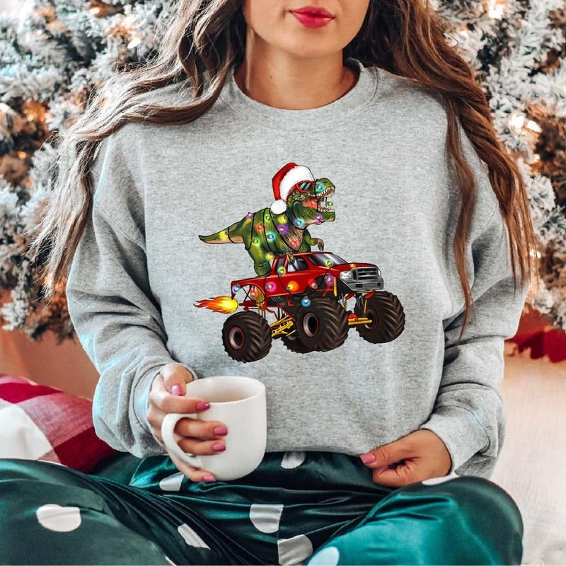Monster Truck T Rex Dinosaur Light Lover Winter - Adult & Kids T-Shirts, Sweatshirts & Hoodies apparel design preview 1