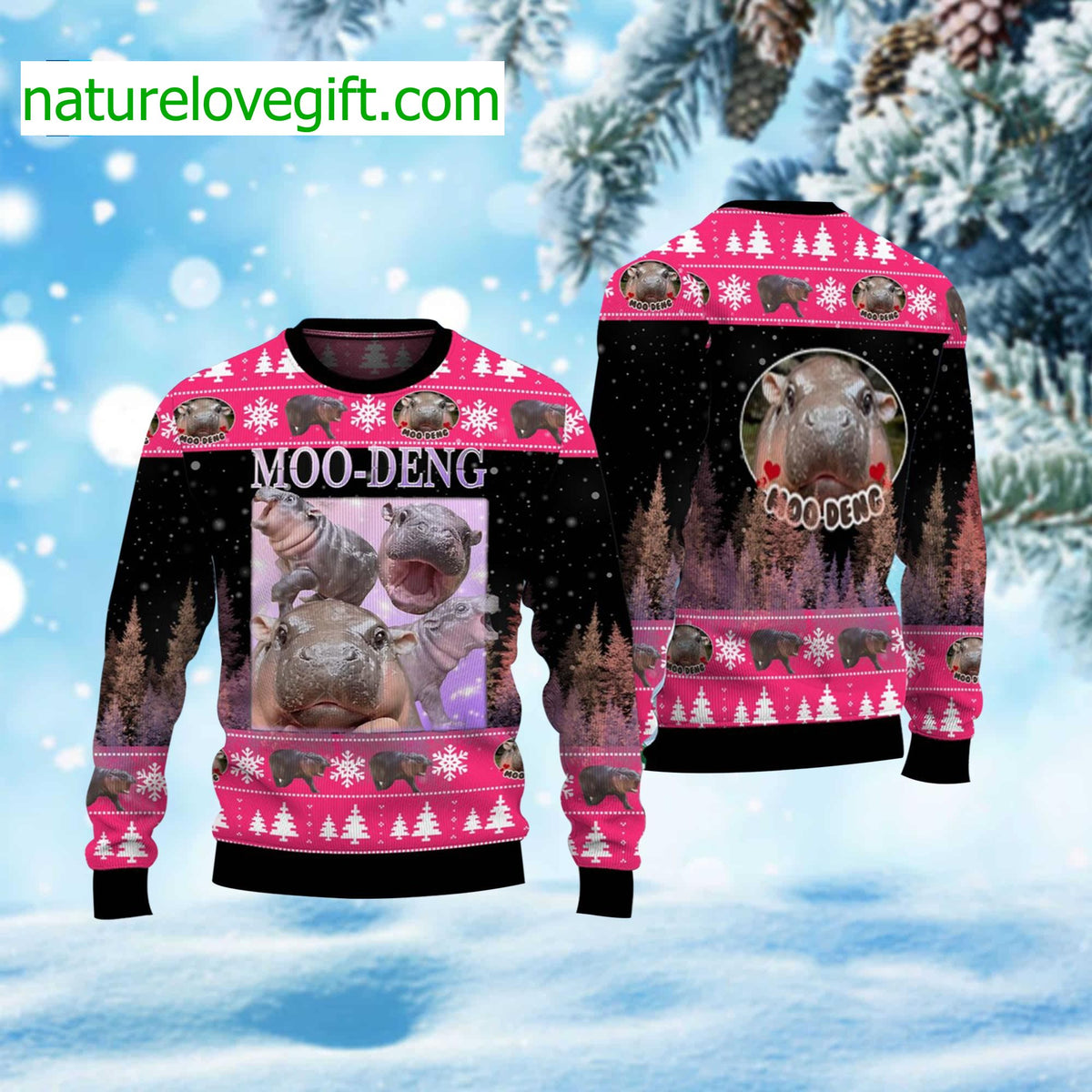 Moo Deng Bouncy Pig 1185129 Ugly Christmas Sweater - Holiday Gift product image
