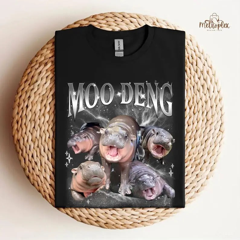 Moo Deng Meme Funny I Love Fan Club Hippo Lover Cute - Adult & Kids T-Shirts, Sweatshirts & Hoodies apparel design preview 1