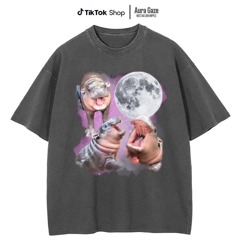 Moo Deng Retro Comfort Colors 90s Y2K Bootleg Printed - Adult & Kids T-Shirts, Sweatshirts & Hoodies apparel design preview 1