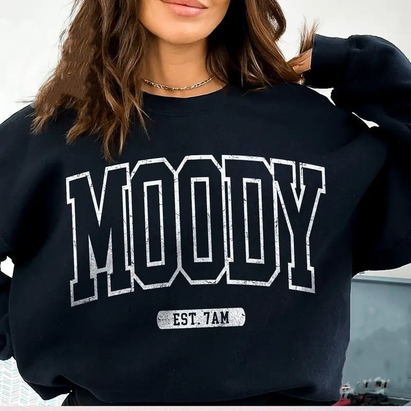 Moody Est 7AM Humor Funny Not Morning Person - Adult & Kids T-Shirts, Sweatshirts & Hoodies apparel design preview 1