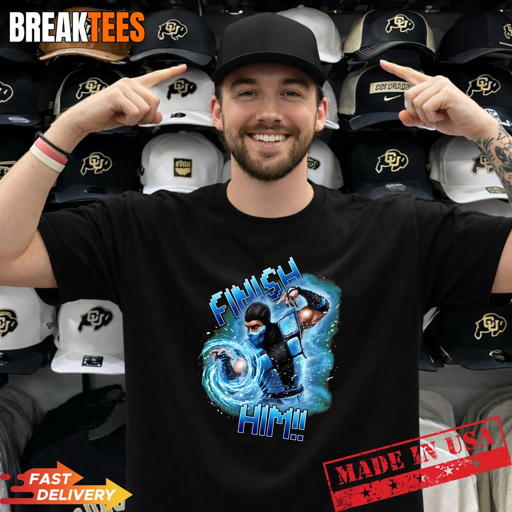 Mortal Kombat Sub Zero Finish Him Pixel Art - Adult & Kids T-Shirts, Sweatshirts & Hoodies apparel design preview 1