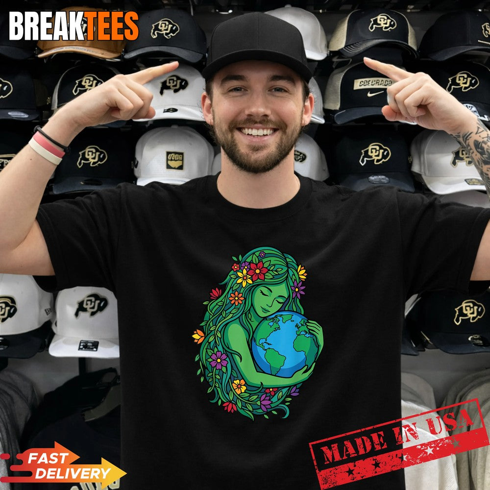 Mother Gaia Environmental Earth Day Plant Nature - Adult & Kids T-Shirts, Sweatshirts & Hoodies apparel design preview 1