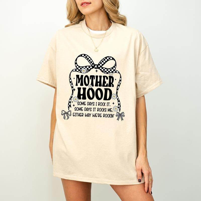 Motherhood Coquette Bow Checker Retro Mother Hood - Adult & Kids T-Shirts, Sweatshirts & Hoodies apparel design preview 1
