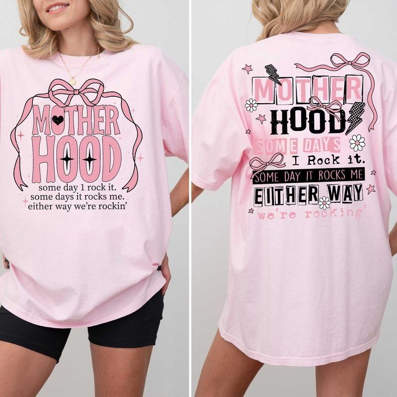 Motherhood Coquette Bow Retro Mother Hood Funny Mom - Adult & Kids T-Shirts, Sweatshirts & Hoodies apparel design preview 1