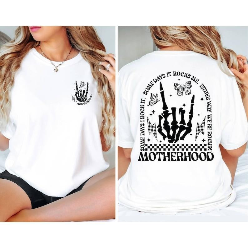 Motherhood Rock Skeleton Some Day I Mom Rocking - Adult & Kids T-Shirts, Sweatshirts & Hoodies apparel design preview 1