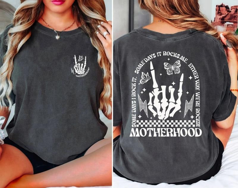 Motherhood Rock Skeleton Some Days Rocks Me Mama - Adult & Kids T-Shirts, Sweatshirts & Hoodies apparel design preview 1