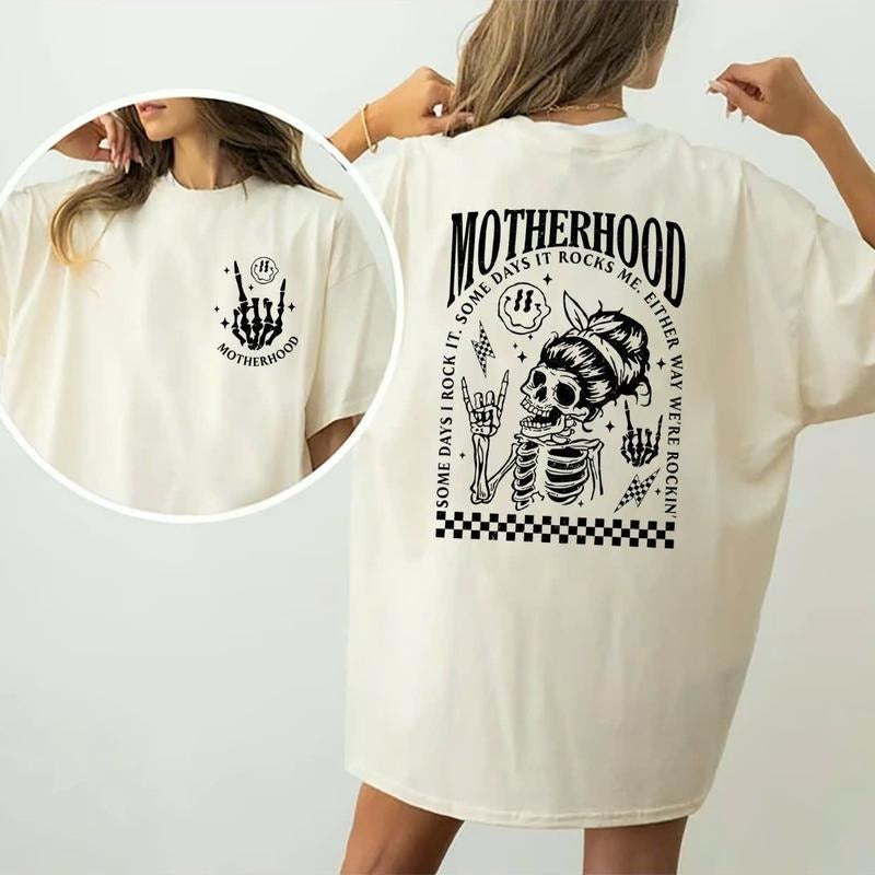 Motherhood Some Days I Rock Skeleton Double Printed - Adult & Kids T-Shirts, Sweatshirts & Hoodies apparel design preview 1