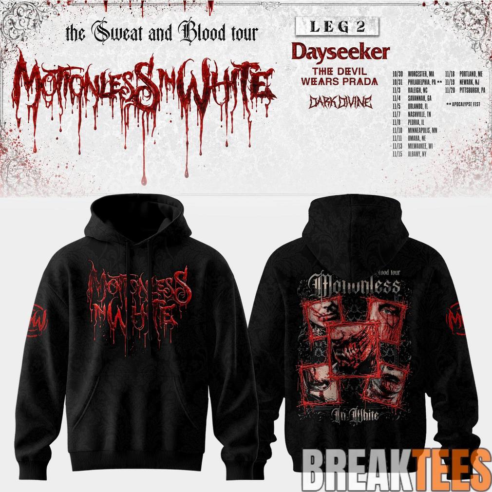 Motionless In White Leg 2 of The Sweat And Blood Tour - Adult & Kids T-Shirts, Sweatshirts & Hoodies apparel design preview 1