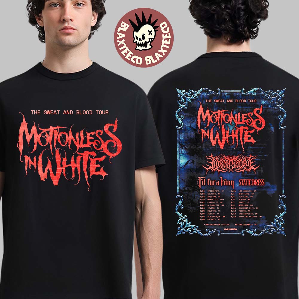 Motionless In White The Sweat And Blood Tour 2026 - Adult & Kids T-Shirts, Sweatshirts & Hoodies apparel design preview 1