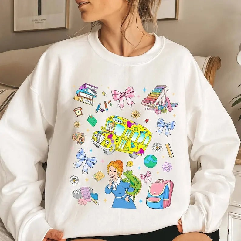Ms.Frizzle Magic School Bus Miss Frizzle Back - Adult & Kids T-Shirts, Sweatshirts & Hoodies apparel design preview 1