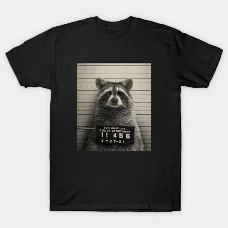 Mugshot 4 (Raccoon) Vintage Meme Cringe Funny Dumb - Adult & Kids T-Shirts, Sweatshirts & Hoodies apparel design preview 1