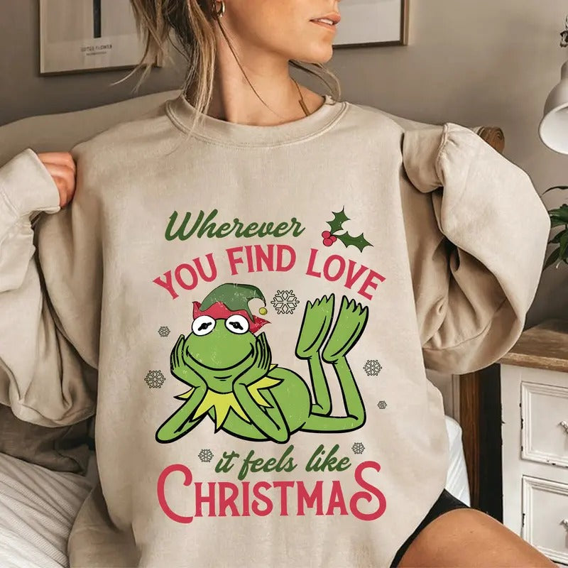 Muppet Carol Kermit Frog Feels Like Xmas Cartoon - Adult & Kids T-Shirts, Sweatshirts & Hoodies apparel design preview 1
