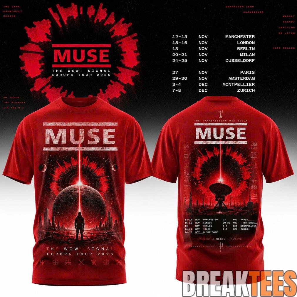Muse The Wow! Signal Europa Tour 2026 - Adult & Kids T-Shirts, Sweatshirts & Hoodies apparel design preview 1