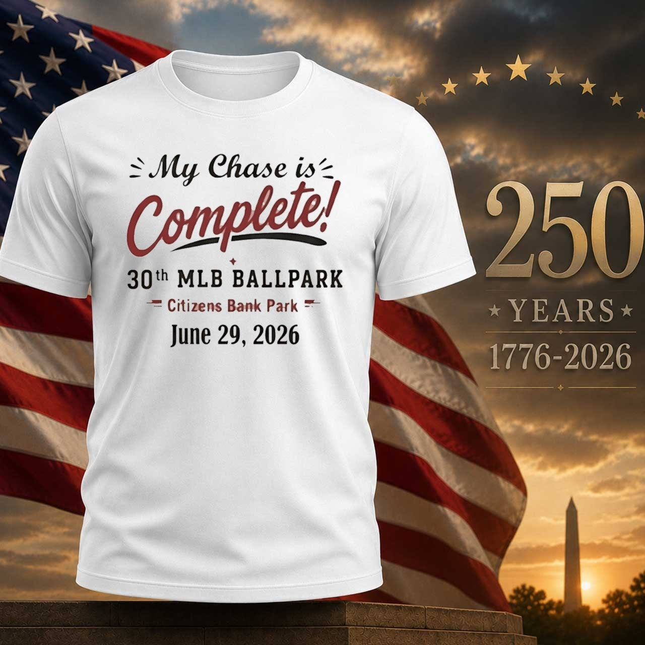 My Chase Is Complete 30th Ballpark - Adult & Kids T-Shirts, Sweatshirts & Hoodies apparel design preview 1