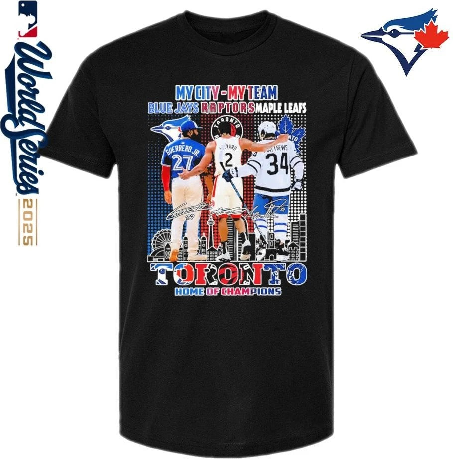My City Team Toronto Blue Jays Raptors and Maple - Adult & Kids T-Shirts, Sweatshirts & Hoodies apparel design preview 1