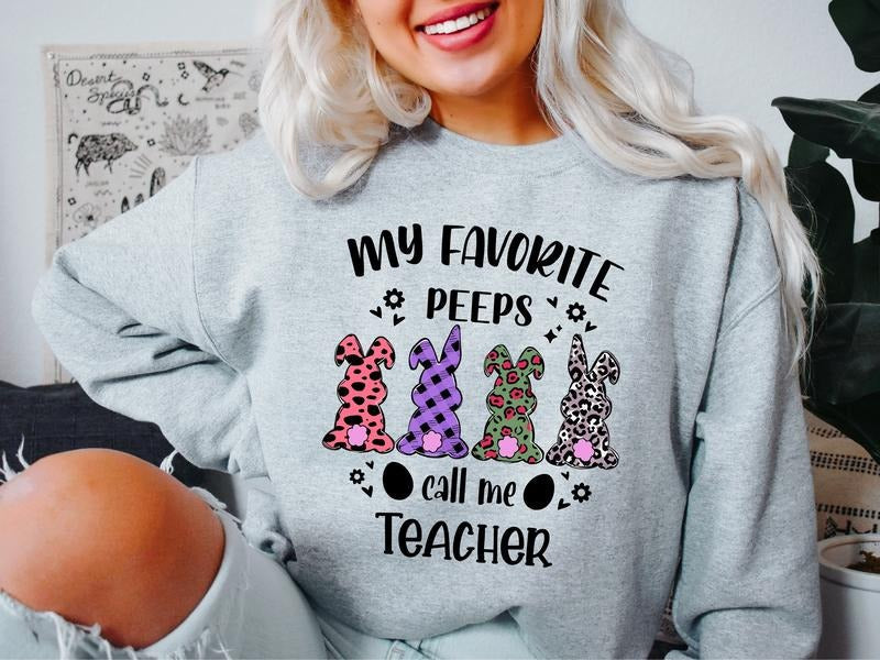 My Favorite Peeps Call Me Teacher Easter Matching - Adult & Kids T-Shirts, Sweatshirts & Hoodies apparel design preview 1