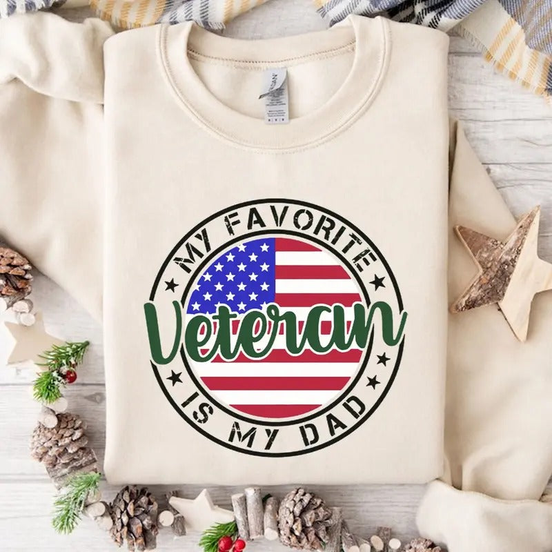 My Favorite Vetenan Is Dad Veteran Day Patriotic - Adult & Kids T-Shirts, Sweatshirts & Hoodies apparel design preview 1