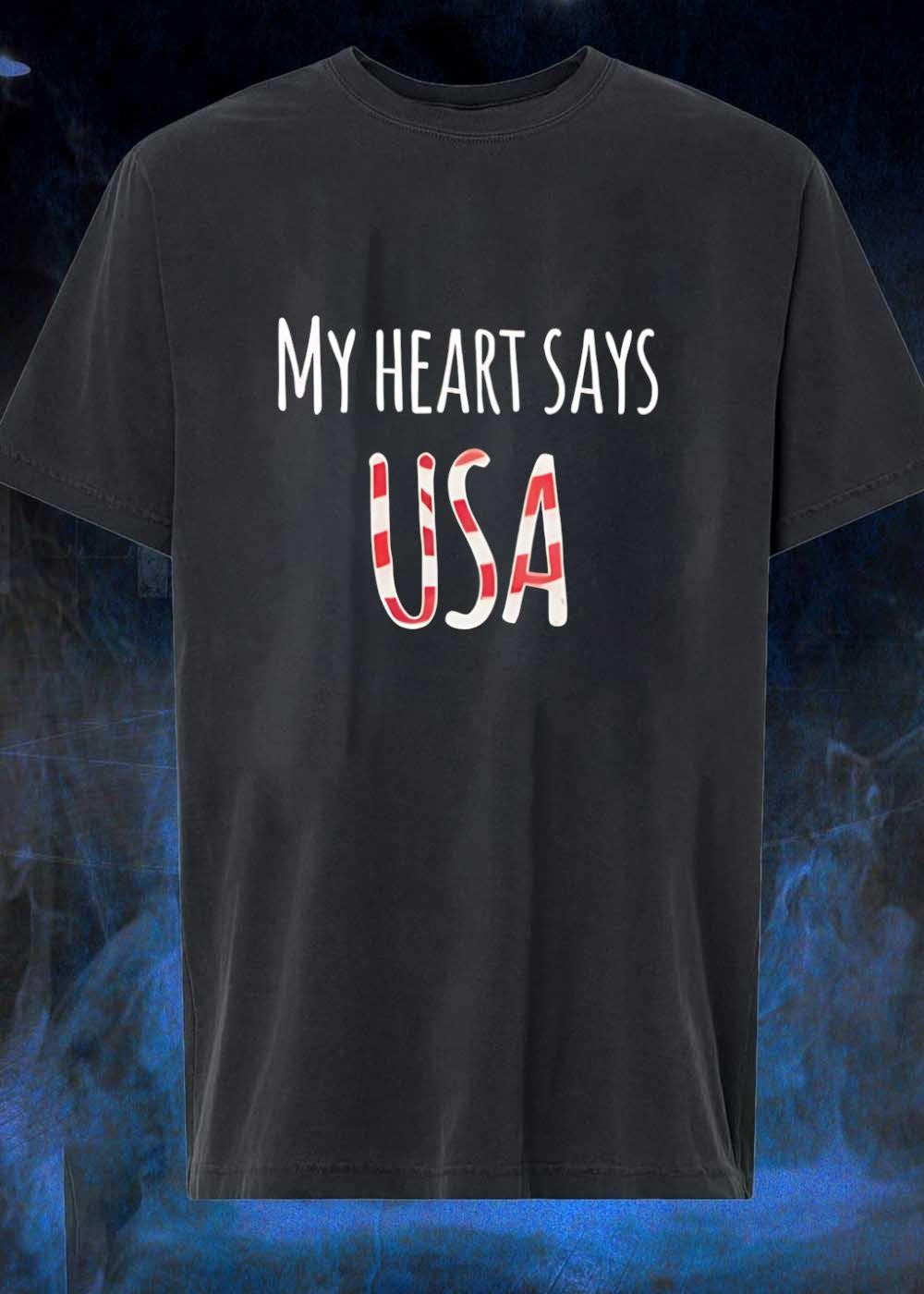 My Heart Says USA - Adult & Kids T-Shirts, Sweatshirts & Hoodies apparel design preview 1