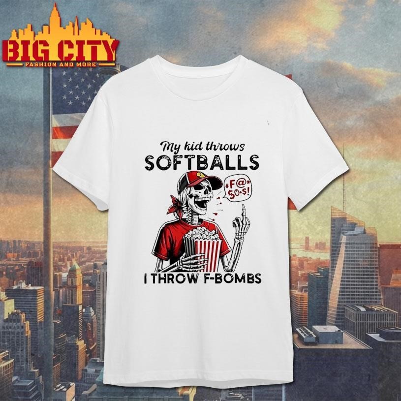 My Kid Throws Softballs Skeleton Red Hat Popcorn - Adult & Kids T-Shirts, Sweatshirts & Hoodies apparel design preview 1