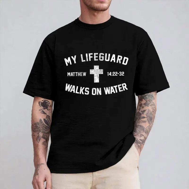 My Lifeguard Walks Water Casual Crew Neck Short - Adult & Kids T-Shirts, Sweatshirts & Hoodies apparel design preview 1