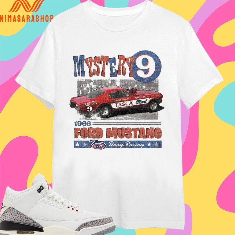Mystery 9 1966 Ford Mustang 75 Drag Racing - Adult & Kids T-Shirts, Sweatshirts & Hoodies apparel design preview 1