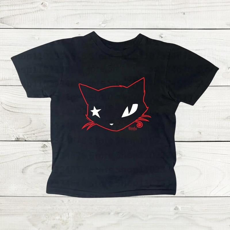Mystery Black Cat Baby Gothic Emo Girl Scene 2000s - Adult & Kids T-Shirts, Sweatshirts & Hoodies apparel design preview 1