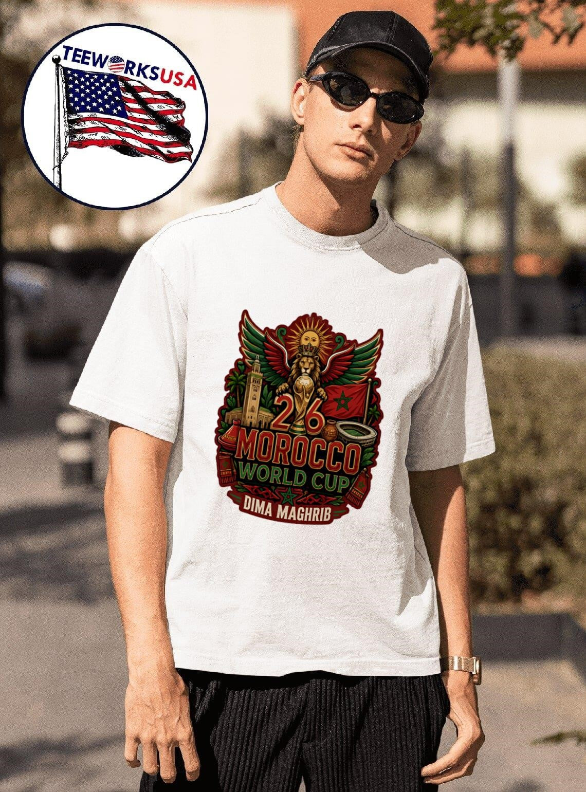 26 Morocco World Cup Dima Maghrib Soccer - Adult & Kids T-Shirts, Sweatshirts & Hoodies apparel design preview 1